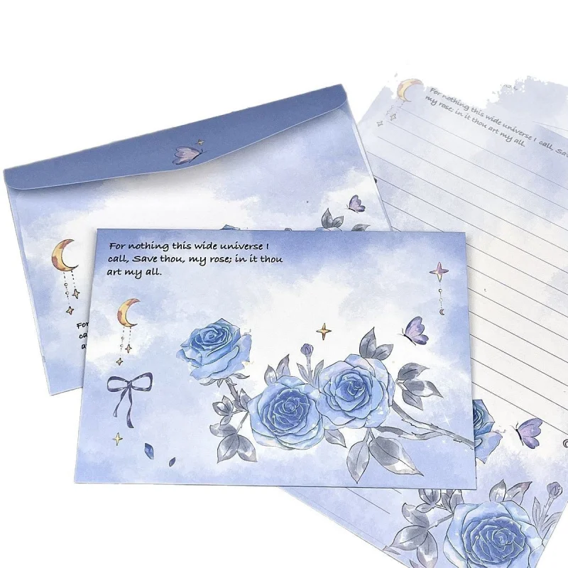 Custom. New Romantic Dream Blue Rose Envelope Letter Paper Good-looking Ins Style High Sense Handwriting Holiday Blessing Letter