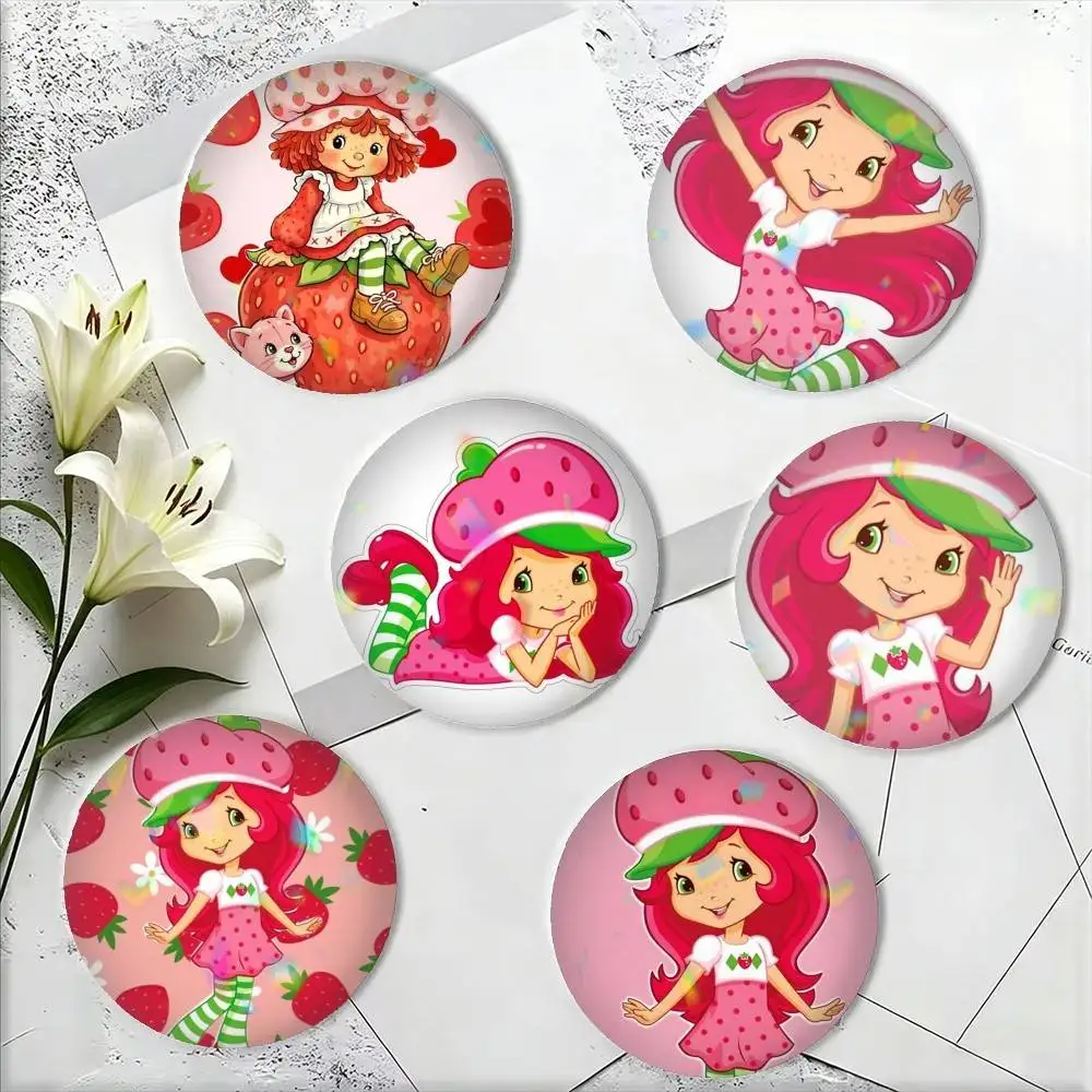 Cute Strawberry-Y Shortcake Girl 25mm 32mm 44mm 58mm 75mm Brooches Badges Pins for Accessories Gift
