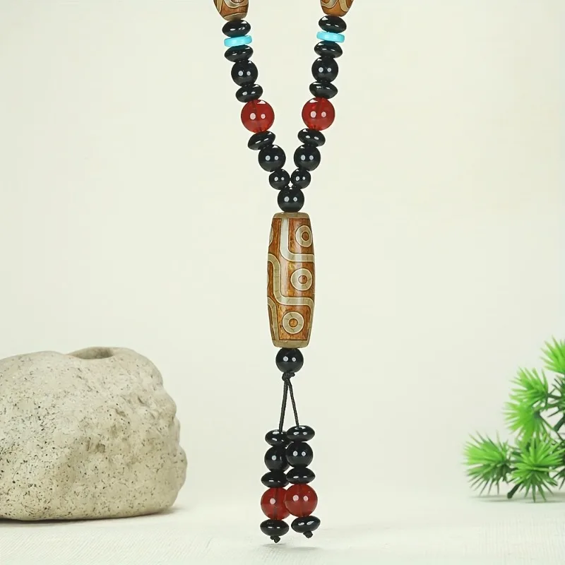 

Винтажный кулон из бисера из натурального агата Дзи, ювелирные изделия унисекс