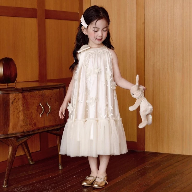 

Summer Dress Cute Girls Dress Pure Princess Pan Collar Bowknot Sleeveless Children Girls Dress Children Girls Dresses