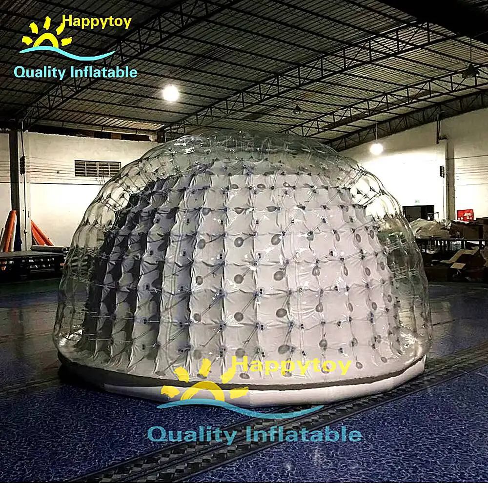 เต็นท์โดมเป่าลมสำหรับสนามหญ้า เต็นท์ลอดจ์ทรงฟองใสสีขาวสำหรับกลางแจ้ง