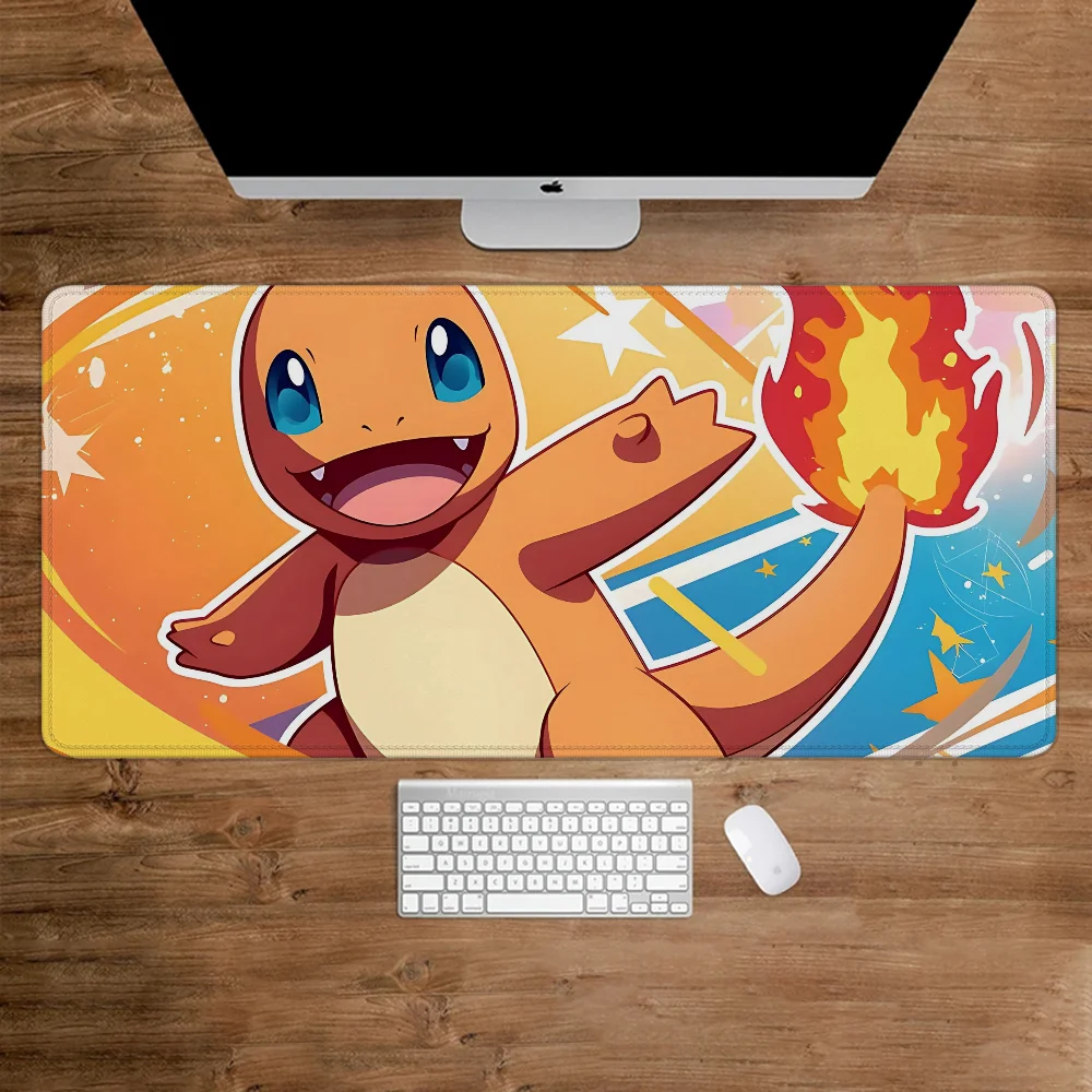 P-pokemon Deskmat Mause Pad Gamer Kabinet Non-slip Keyboard Mat Karet Mouse Karpet Kawaii Over Edge Pc Gaming Aksesoris Tikar