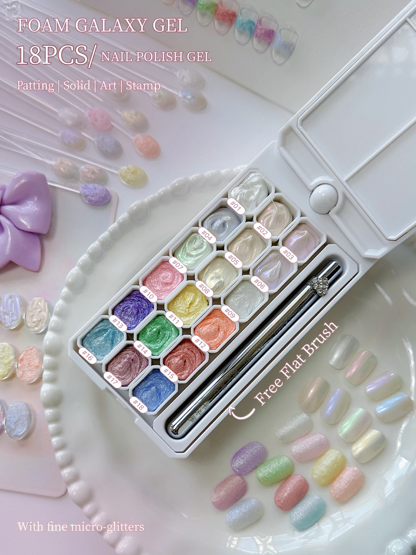 MORDDA Pegamento para Uñas en 18 Colores, en Envase, Alta Saturación, Popular, Semisólido, para Manicura Profesional y DIY