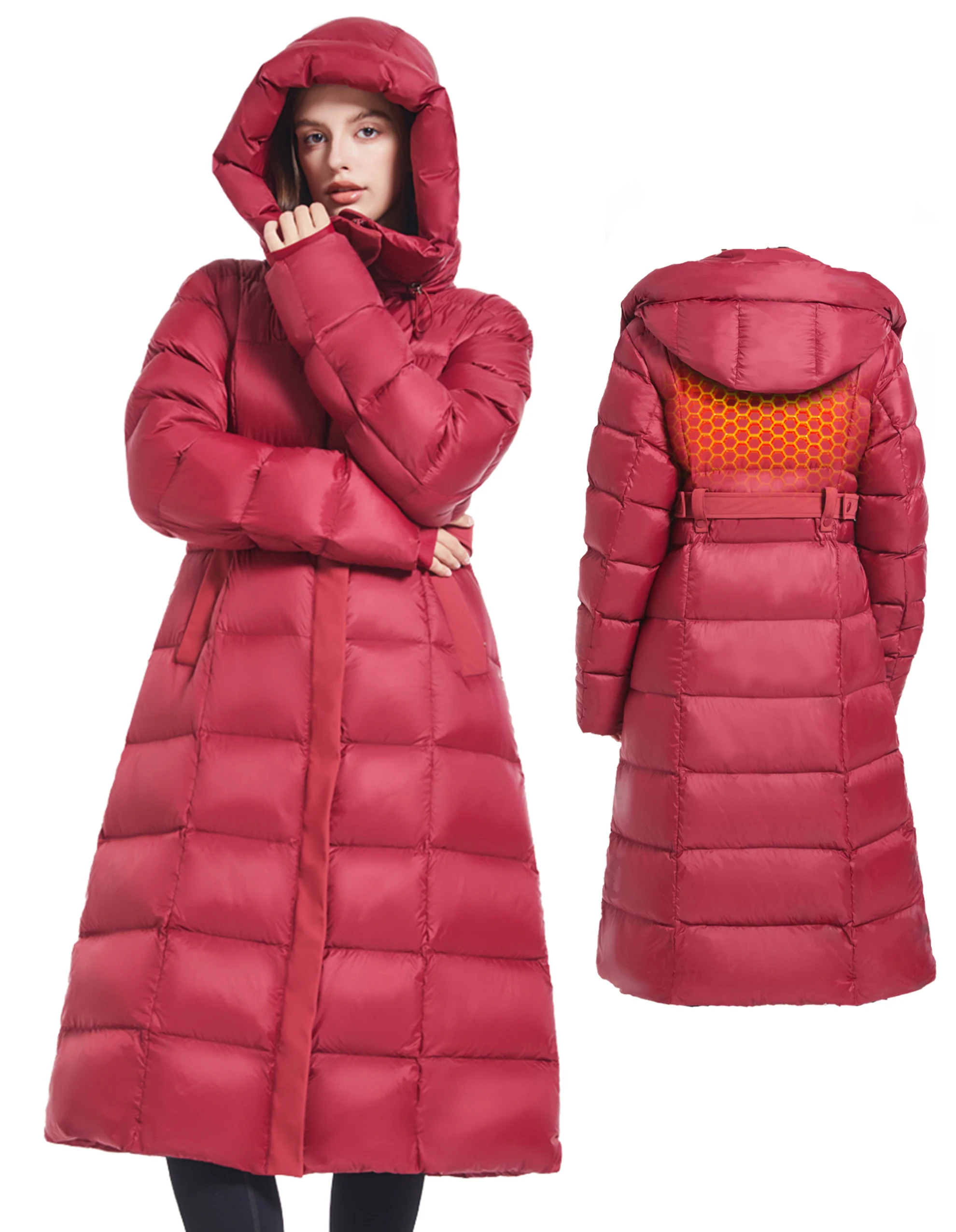 Women's Winter Full Length 800 Fill Duck Down Coat,Plus Size Long Puffer Jacket Parka for Ladies,Hooded,Thickened