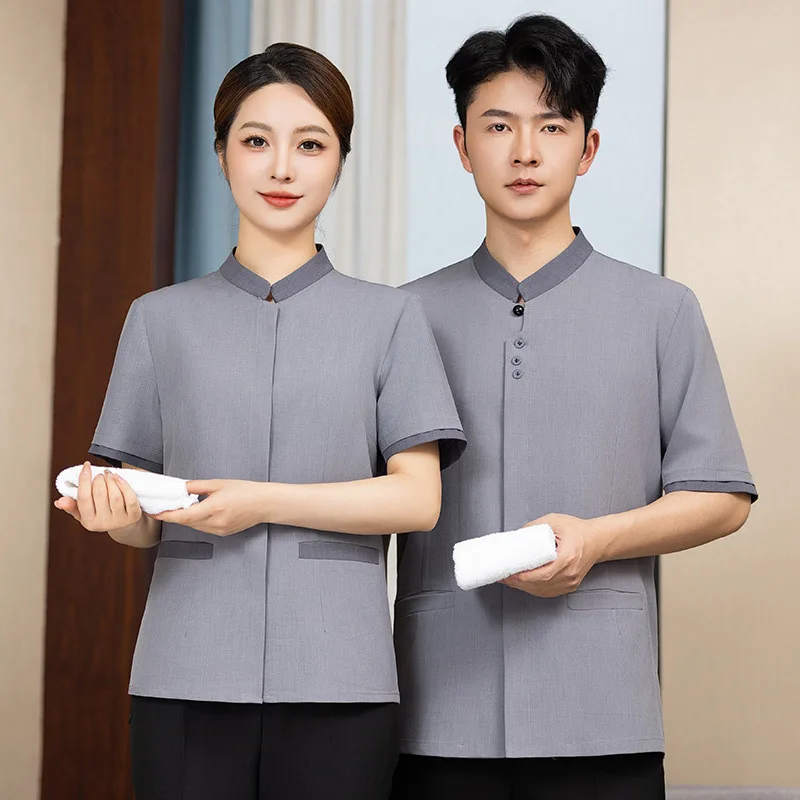 Hotel quarto de hóspedes propriedade shopping limpeza pessoal uniforme manga curta limpeza tia conjunto uniforme de limpeza para homem e mulher