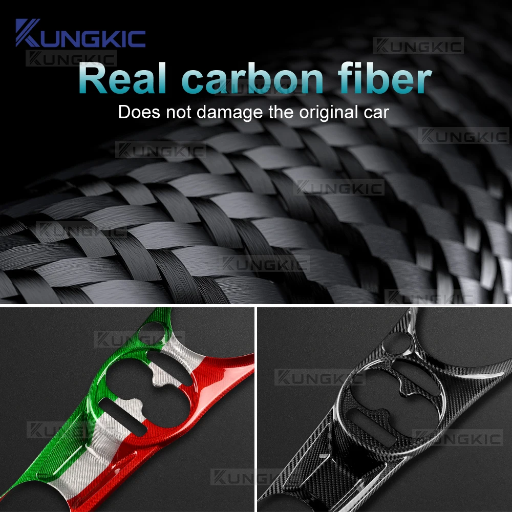 Hard Dry Carbon Fiber For Fiat 500 Abarth 595 695 2016-2024 500E 16-2018 2019 LHD RHD Water Cup Holder Gear Shift Trim Sticker