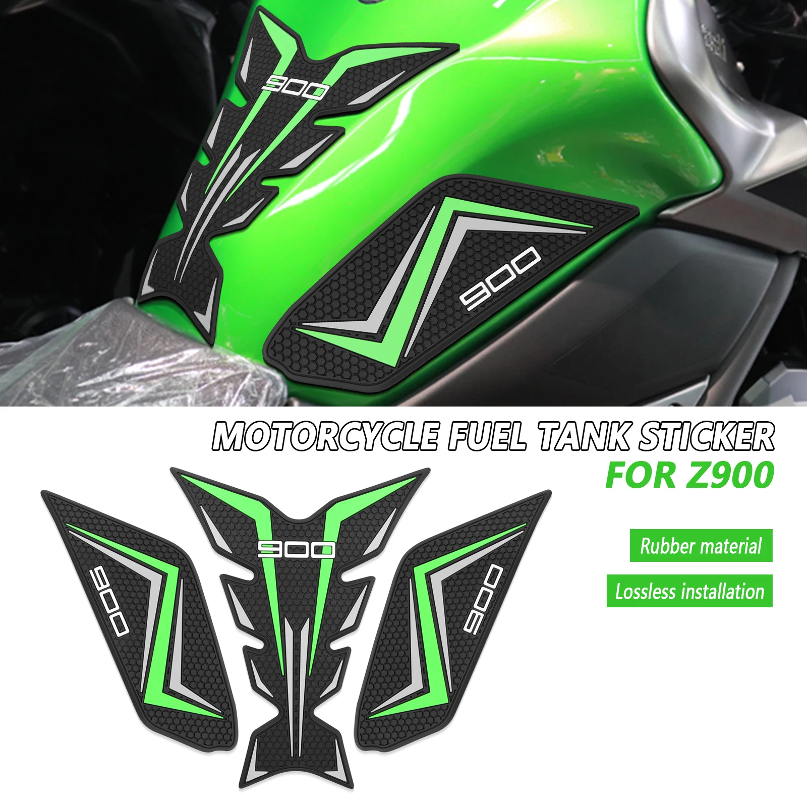 Motorcycle tank Sticker pad Non-slip Side Fuel Rubber Waterproof Stickers For Kawasaki Z900 Z900SE Z 900 SE 2025