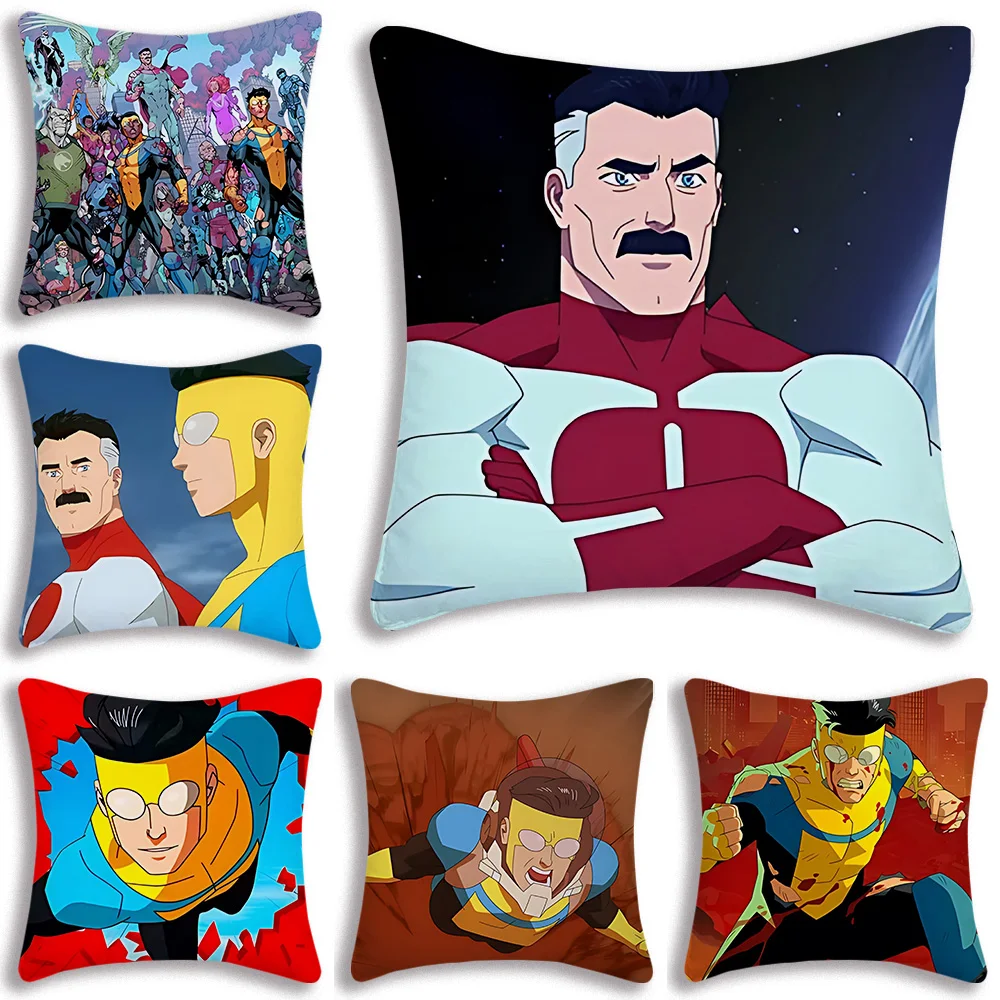 

Anime I-Invincible Cartoon Pillow Covers Cartoon Sofa Decorative Home Double-sided Printing Short Plush Cute Cushion Cover