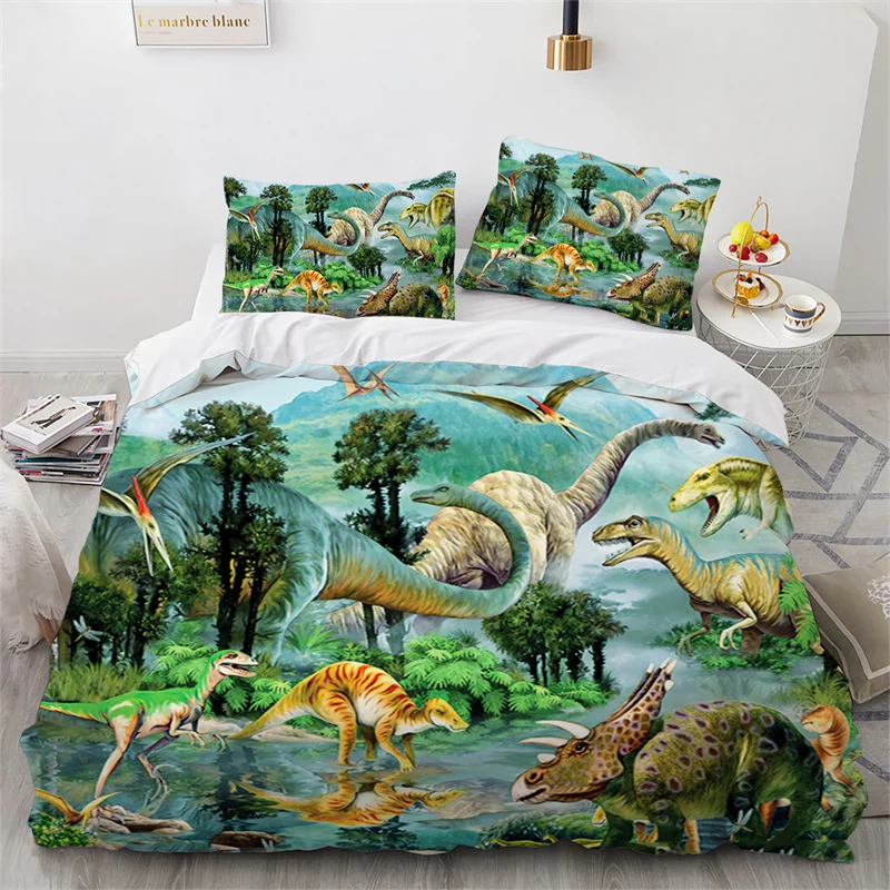 Jurassic World Park Dinosaur Bedding Set Boys Girls Twin Queen Size Duvet Cover Pillowcase Bed Boys Adult Home Textileextile