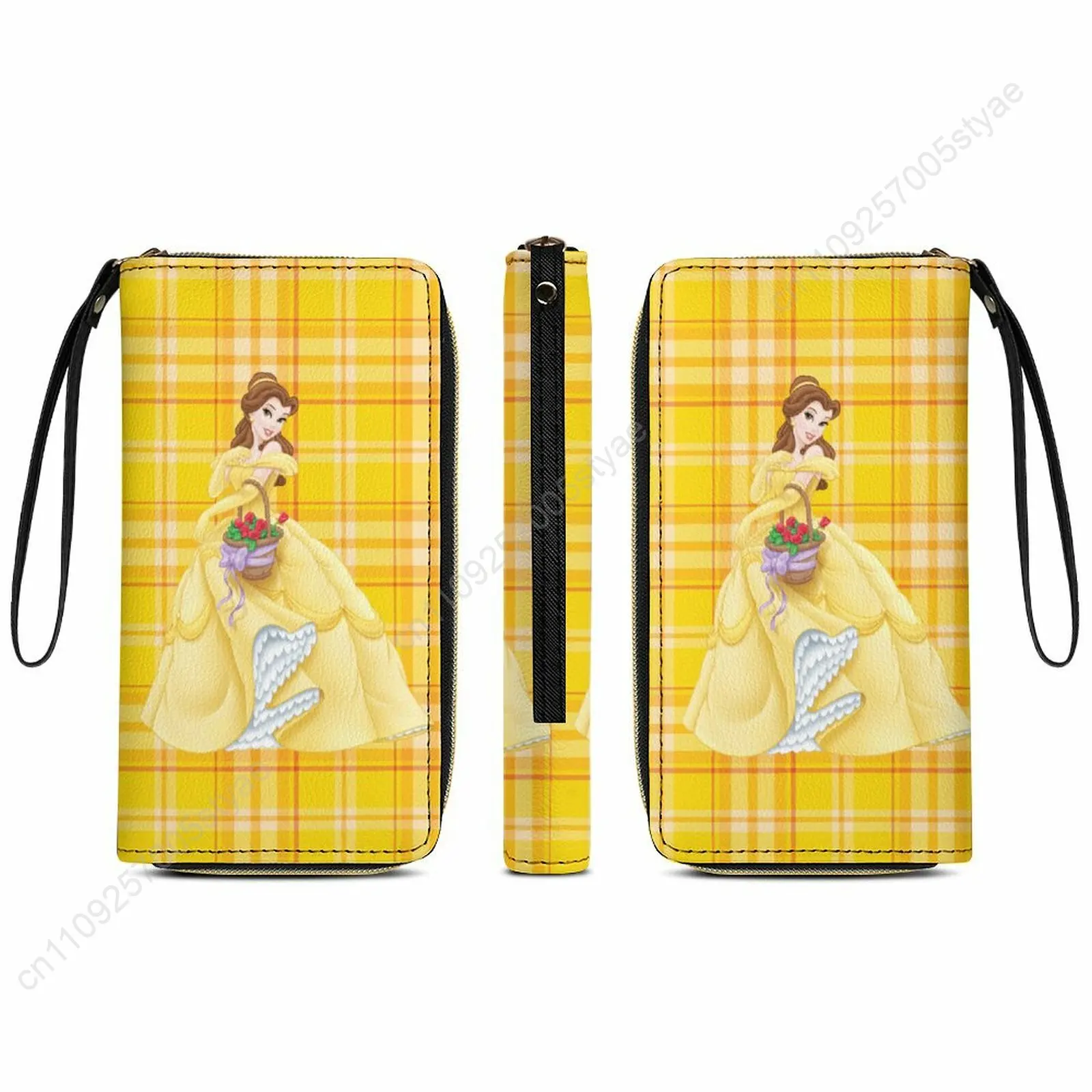 

Belle Leather Wallet Disney Licensed Customizable Personalized Design Your Pattern Portable Purse Double-sided Printing