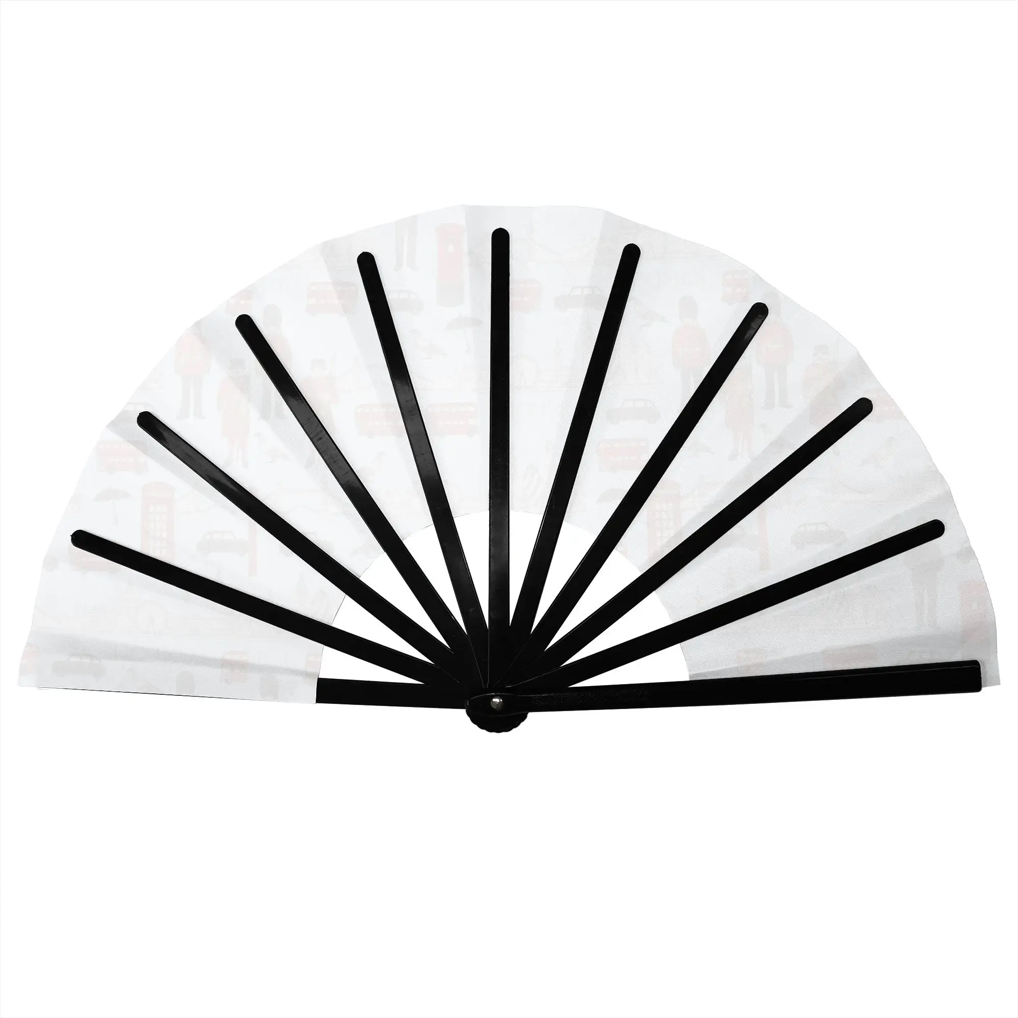 Custom British Style Symbol Promotional Gift Hand Fan Party Red Bus Telephone Booth Durable Folding Fans Novelty Bulk Pack Fan