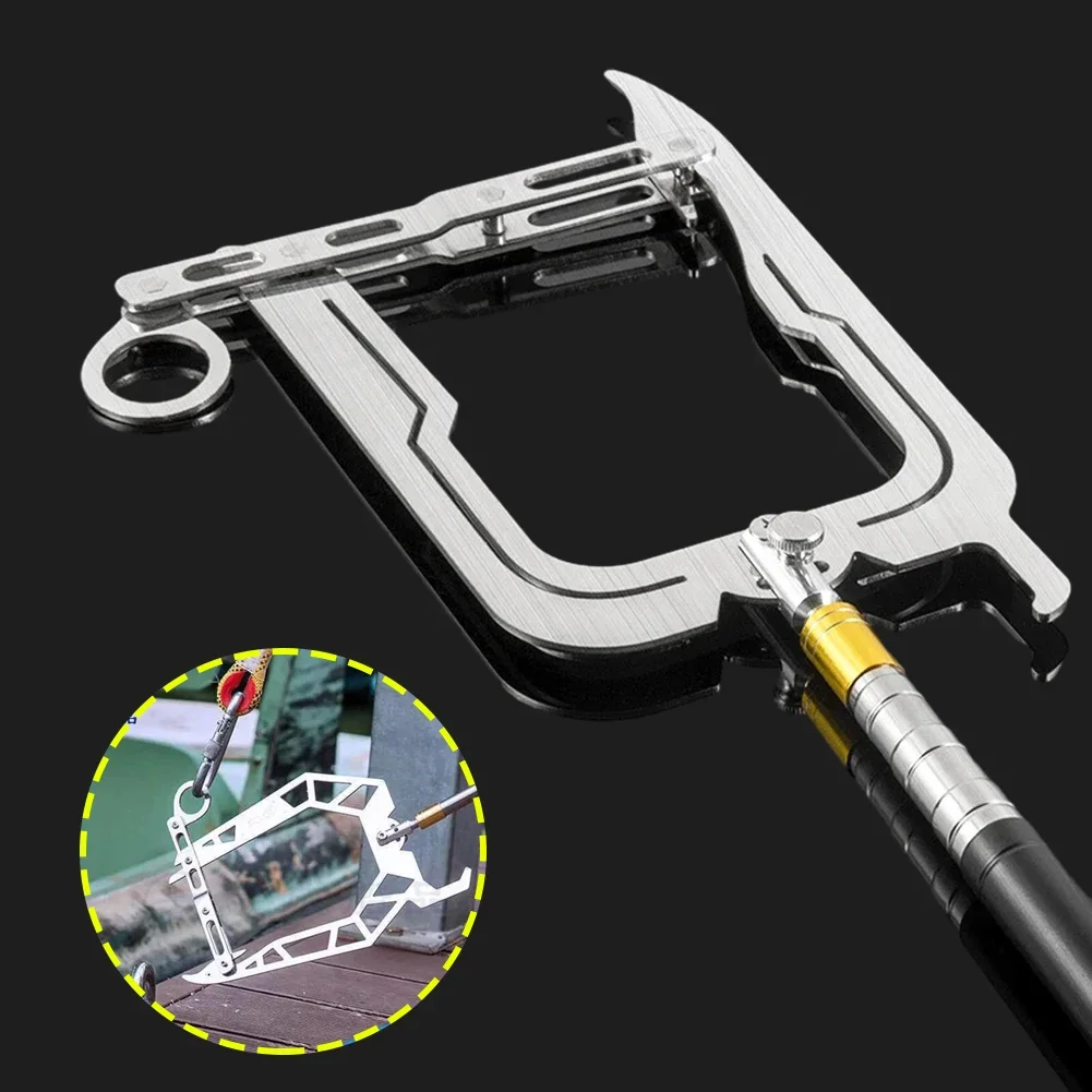 Stainless Steel Multi-Function Mooring Hook – Quick Line Threader & Portable Boat Securing Dock Hook for Kayak & Yacht