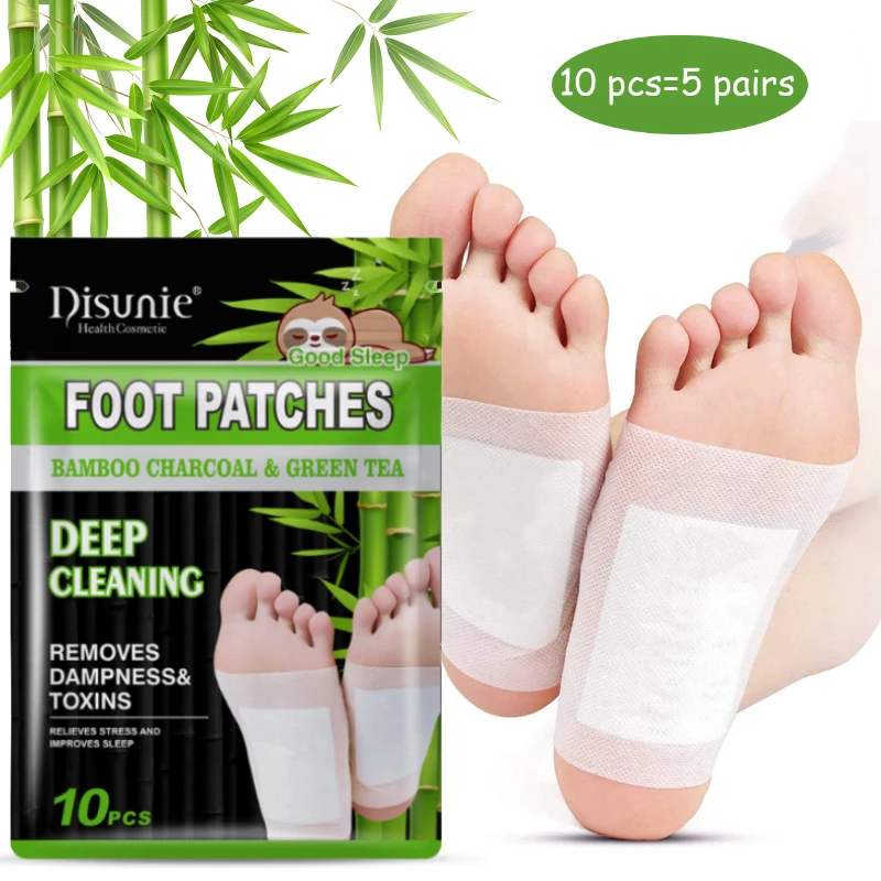 Detoxifying Foot Pads Deep Cleansing Improve Sleep Relaxation Relief Relieve Stress All-Natural Bamboo Foot Care Patches 10pcs