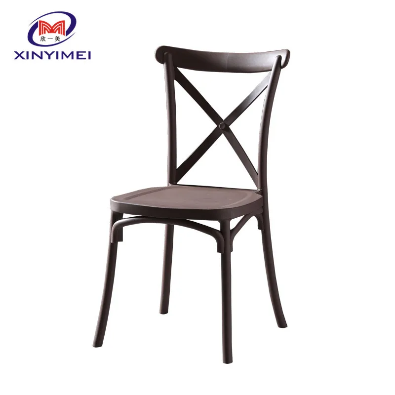 Restaurant bar back plastic lounge chair, stackable outdoor simple fork back chair