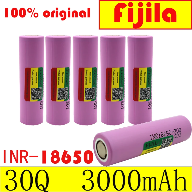 100%  Real Capacity  30Q 18650 Battery 3000mAh 3.7V Rechargeable Battery for LED Flashlights and Vape Mods