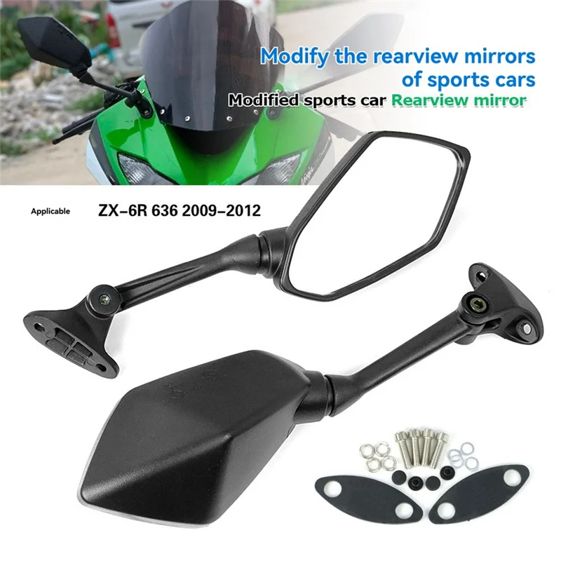 A30P-Reflective Reverse Mirror Motorcycle Rear View Mirror For Kawasaki ZX-6R ZX-636 2009-2012 Accessories