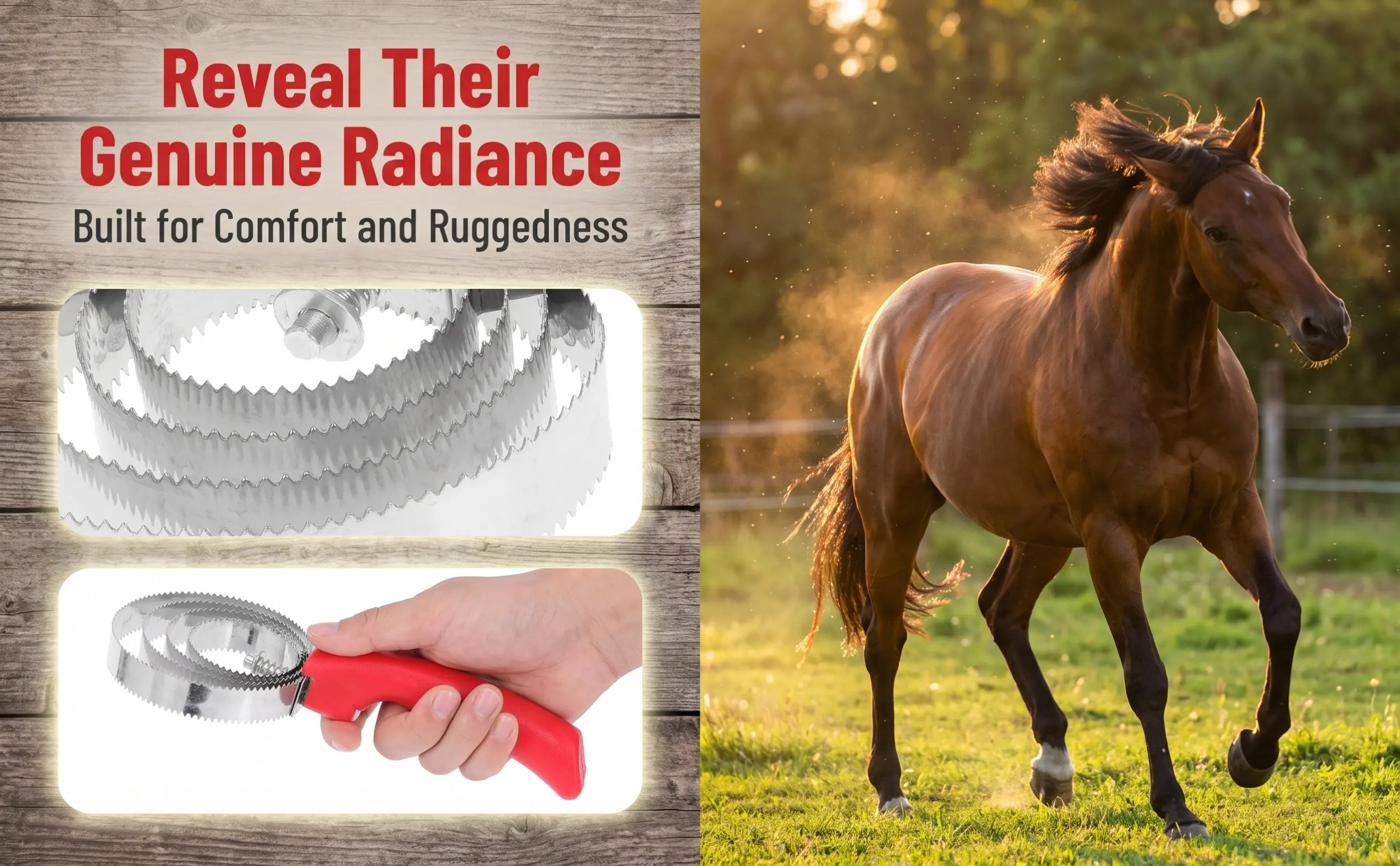2Pcs Horse Grooming Brush Stainless Steel Metal Scraper for Shedding Hair Mud Cleaning Blood Care