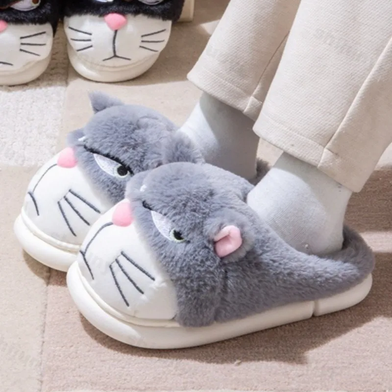 

Женские и мужские тапочки, новинка 2024 года, зимняя теплая пушистая удобная обувь, домашние тапочки для пар, домашние забавные тапочки с милым рисунком