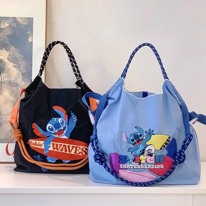 Disney Stitch Anime Peryferyjna płócienna torba na zakupy Seria kwiatów i trawy Ręczna torba damska typu crossbody na jedno ramię