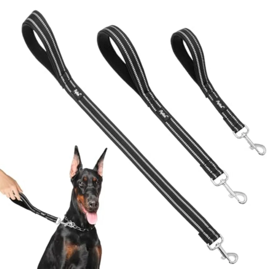 

Reflective Short Dog Leashes - 3 Packs 2.5ft/ 1.5ft/ 1Feet Nylon Leash with Strong Clip, Soft Padded Handle, Durable Training L