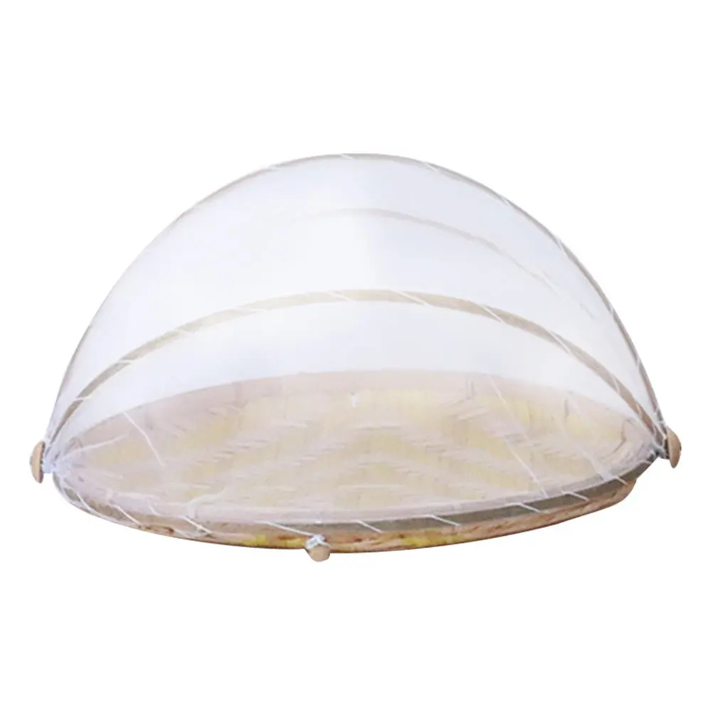 

Bamboo Woven Tray Insect Proof Dust Proof Food Cover For Fruits Vegetables Bread Storage Round Small Basket