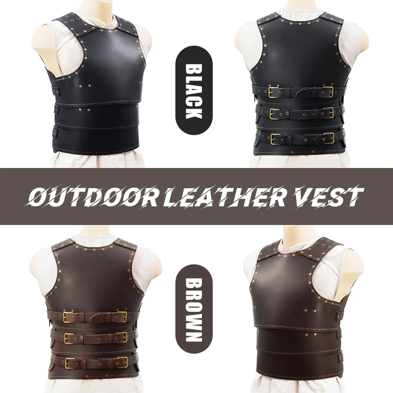 Medieval Viking Knight Gladiator Chest Armor Steampunk PU Leather Breastplate Vest Gothic LARP Vest Cuirass Cosplay Costume