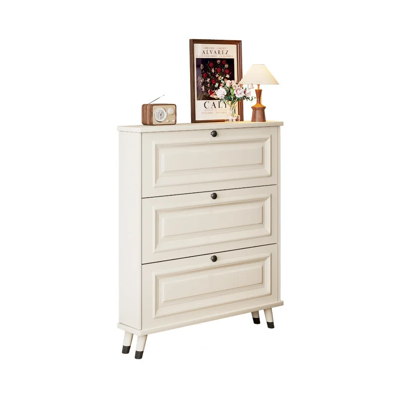

American ultra-thin tipping bucket shoe cabinet household door 2025 new entry entrance storage cabinet integrated against
