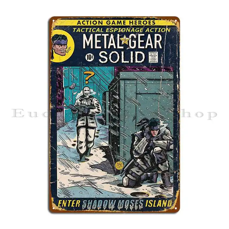 Metal Gear Solid Enter Shadow Moses Comic Book Fan Art Markscicluna Metal Plaque Personalized Cave Wall Cave Tin Sign Poster