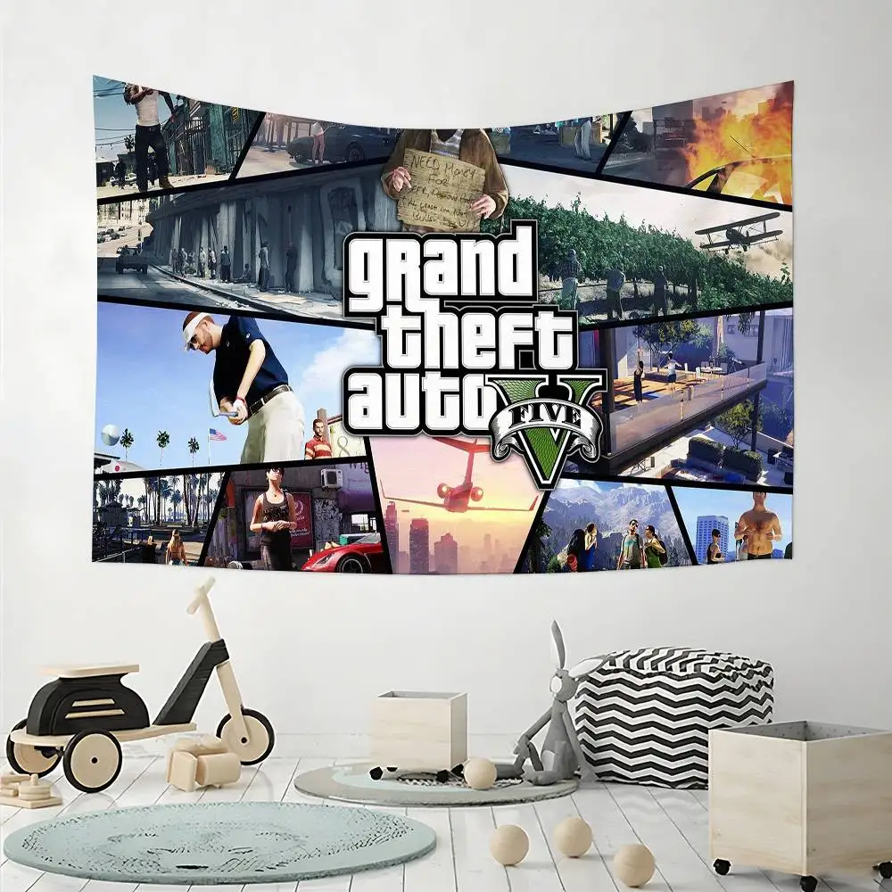 GTA 5 أعلام ديكور المنزل المفروشات لافتات خلفية زينة الأطفال لافتات عطلة زينة الخلفيات