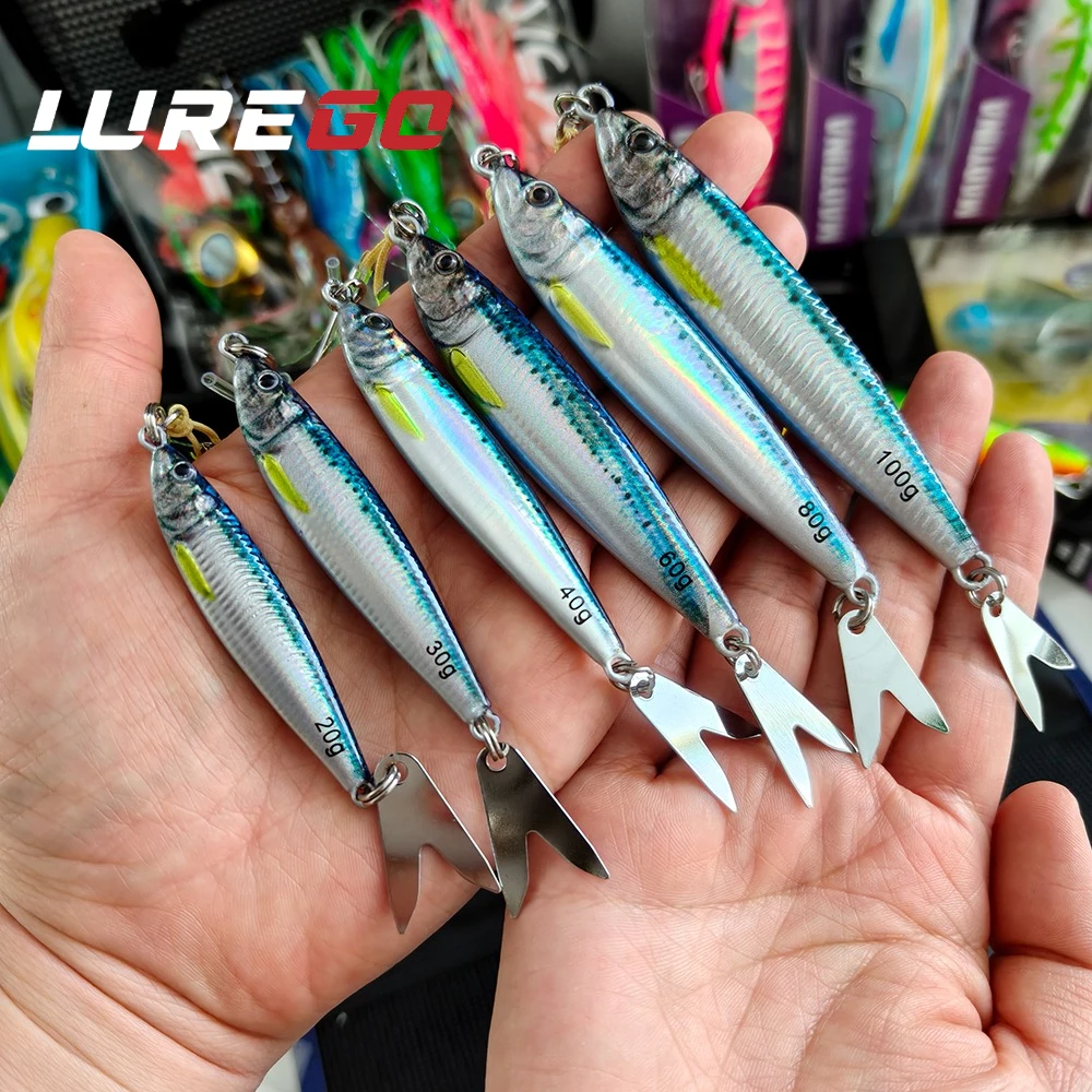 High Density Fast Sinking Metal Jig Lure, 3D Printed 40g 60g 80g Vertical Jig, Saltwater Shore Casting & Boat Rock Fishing Lure