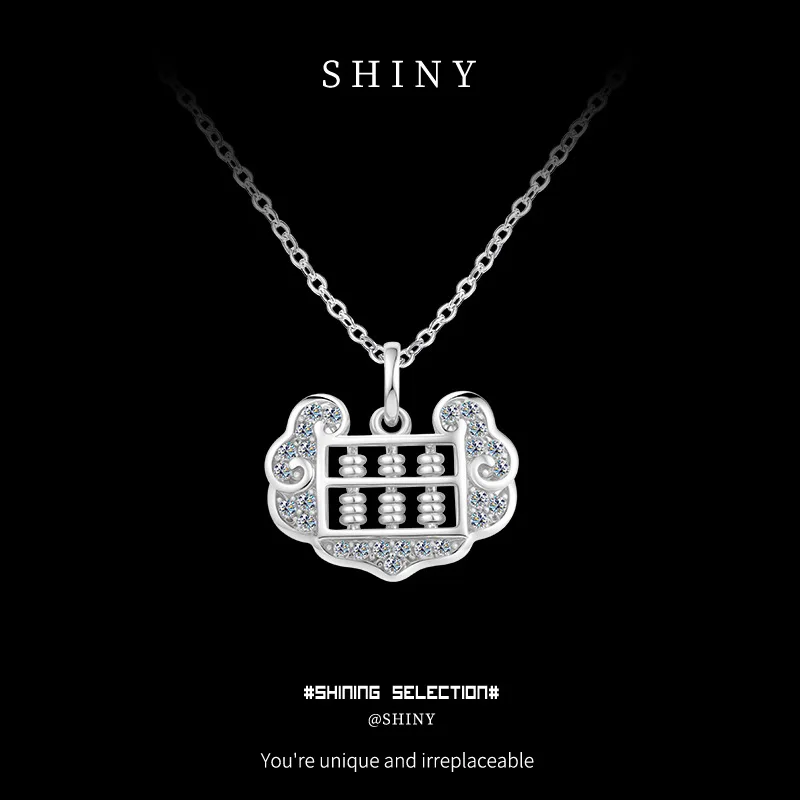 

S925 Silver Longevity Lock Moissanite Lock Pendant Jewelry Abacus Pendant Personalized Necklace Jewelry Gift