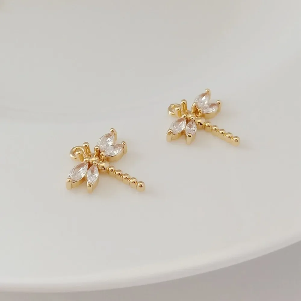 إكسسوارات مطلية بالذهب عيار 14 قيراط، قلادة اليعسوب الزركونية، قلادة، سوار، قلادة، مواد مجوهرات يدوية الصنع