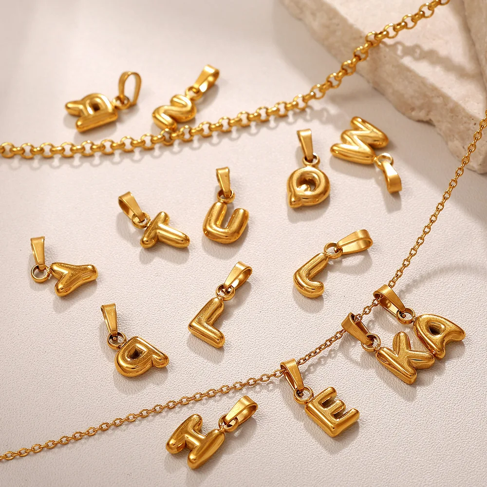 5Pcs Mini Bubble 26 Alphabet Letter Charms Simple DIY Pendants For Necklace Jewelry Making Accessories