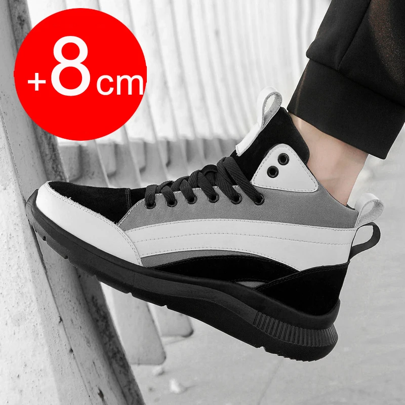 Sneakers Men Elevator Shoes Invisible Inner Height Increasing Shoes 8CM 6CM Sports Hidden Heels Heightening Shoes Man Lift Shoes