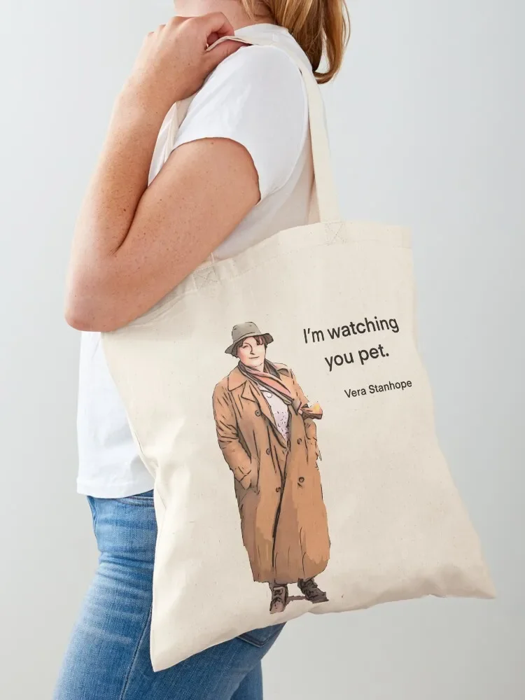 DCI Vera Stanhope: I'm watching you pet. Tote Bag large tote bag cloth bag woman Lady bags Shopper