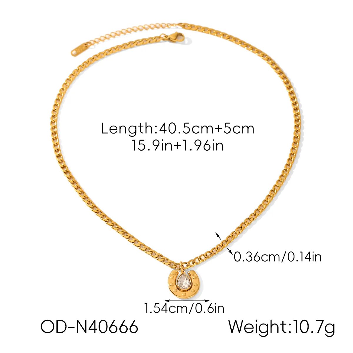 Women's Waterproof Jewelry Gifts 18k Gold Plated Customizable Luxury Gold Bohemian Horseshoe Pendant Necklace