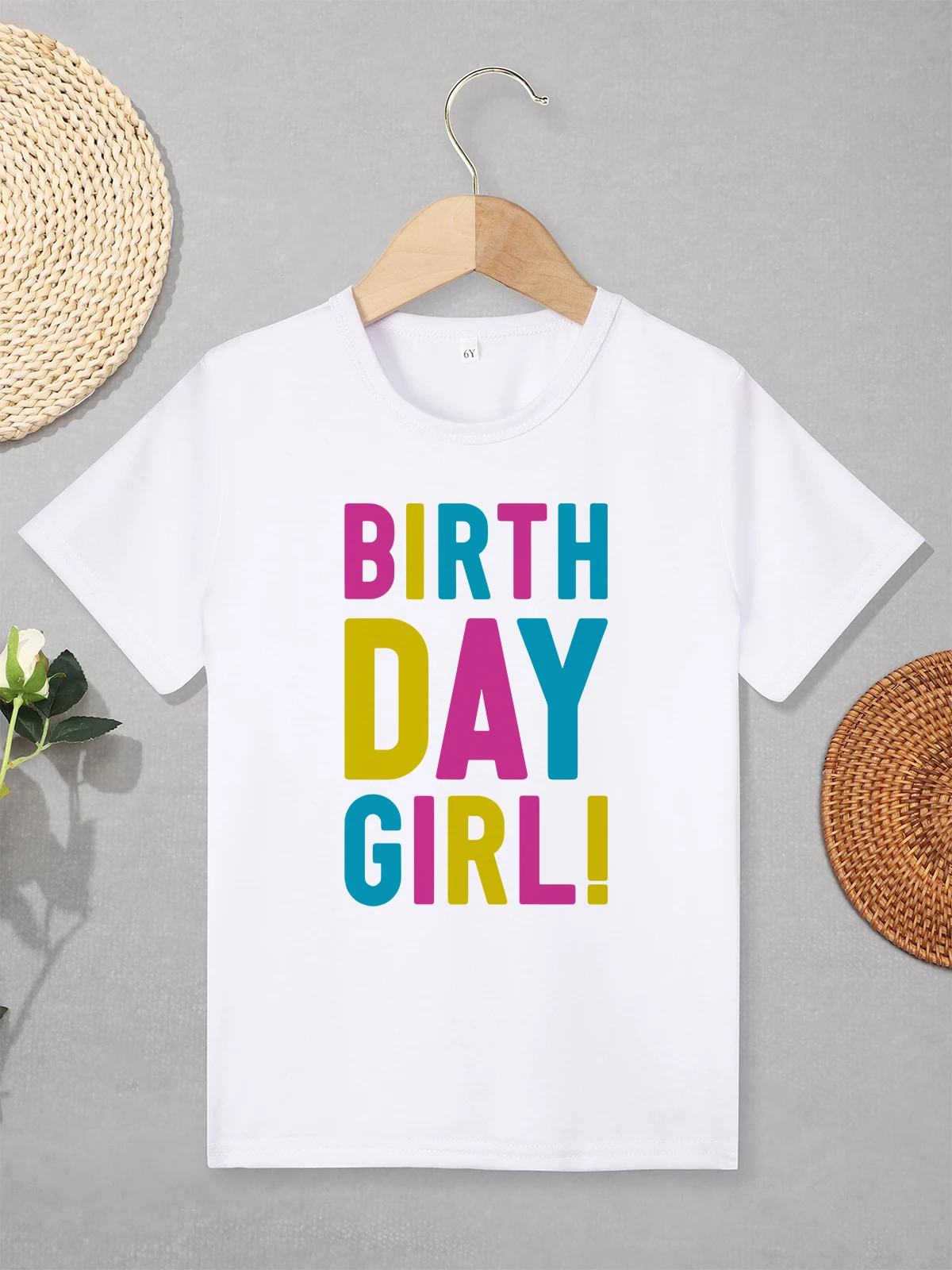 Birthday Girl Clothes White Cute Children's T-Shirts 3 to 7 Years Kids White Tshirt Summer Short Sleeve T Shirt Dropshipping