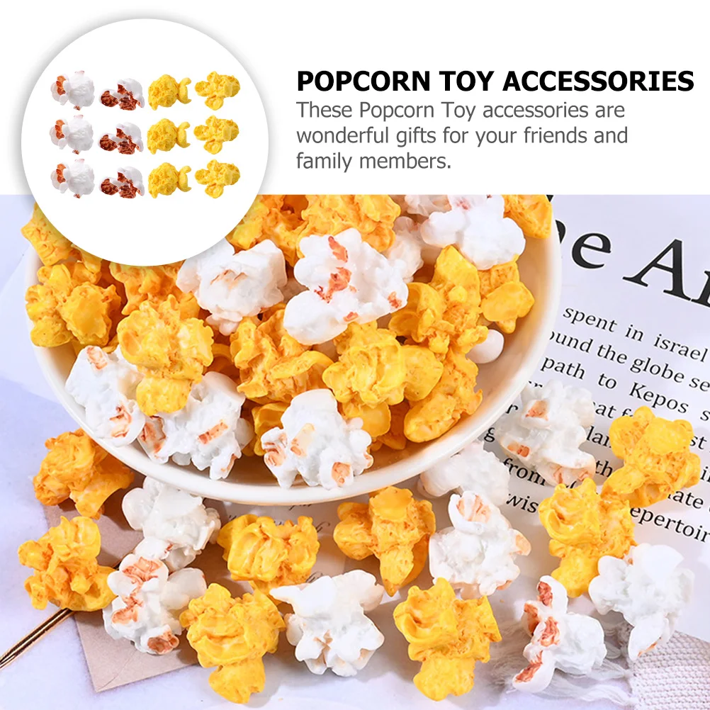 

50 Pcs Simulation Popcorn Artificial Miniature Faux Stylish Creative Decor Christmas Ornament Prop Toy Resin Plastic Lightweight
