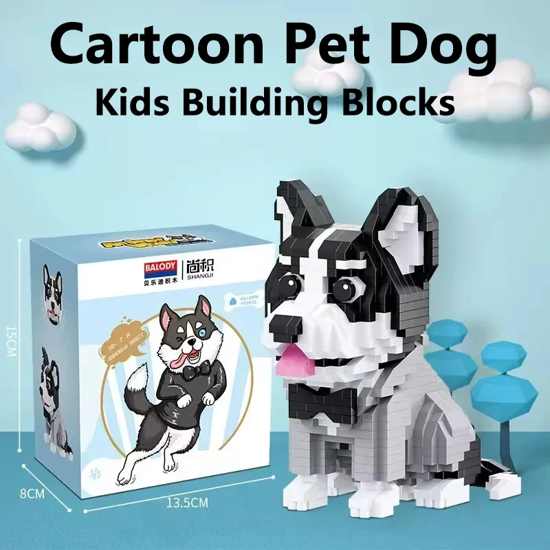 

Cartoon Pet Dog Building Blocks Creative Animal Assembly Toy DIY Educational Puzzle Blocks Toys For Kids Adults Collectible Gift