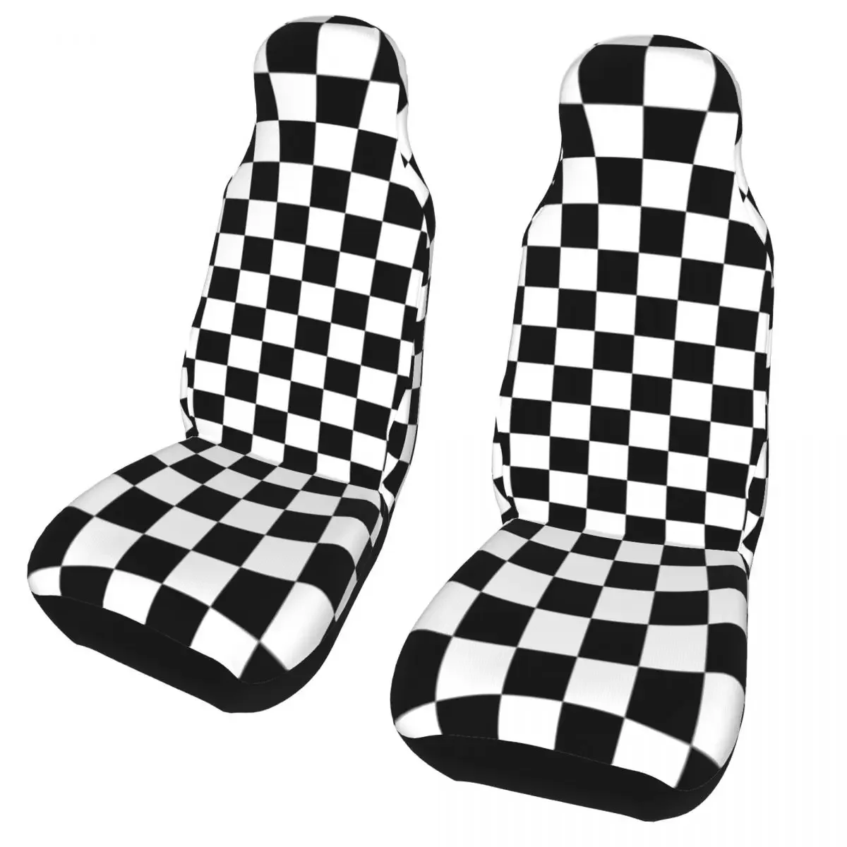 Black And White Checkerboard Pattern Universal Auto Car Seat Covers Universal Fit for SUV Tartan Bucket Seat Protector Cover 2PC