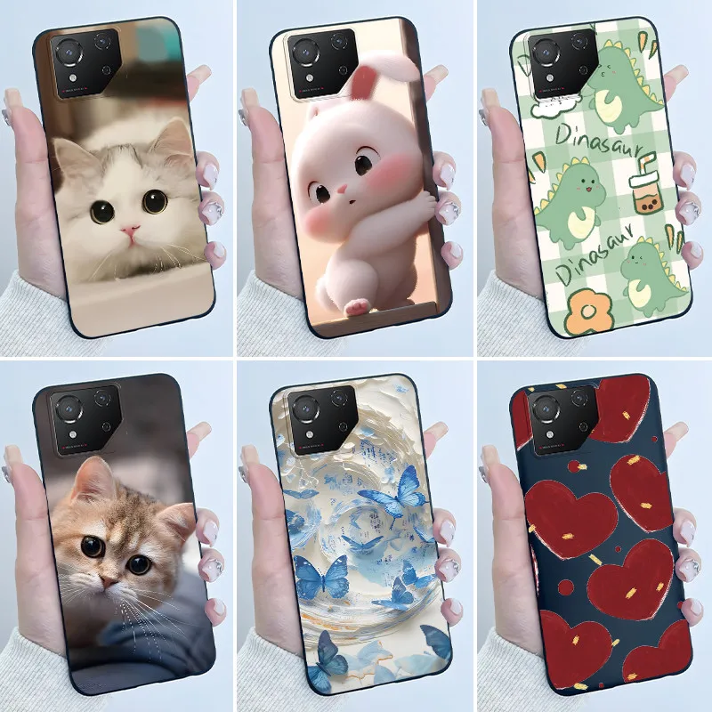 Para asus rog telefone 8/rog telefone 8 pro caso capa bonito dos desenhos animados impressão escudo capa protetora de silicone macio preto embalagem do telefone