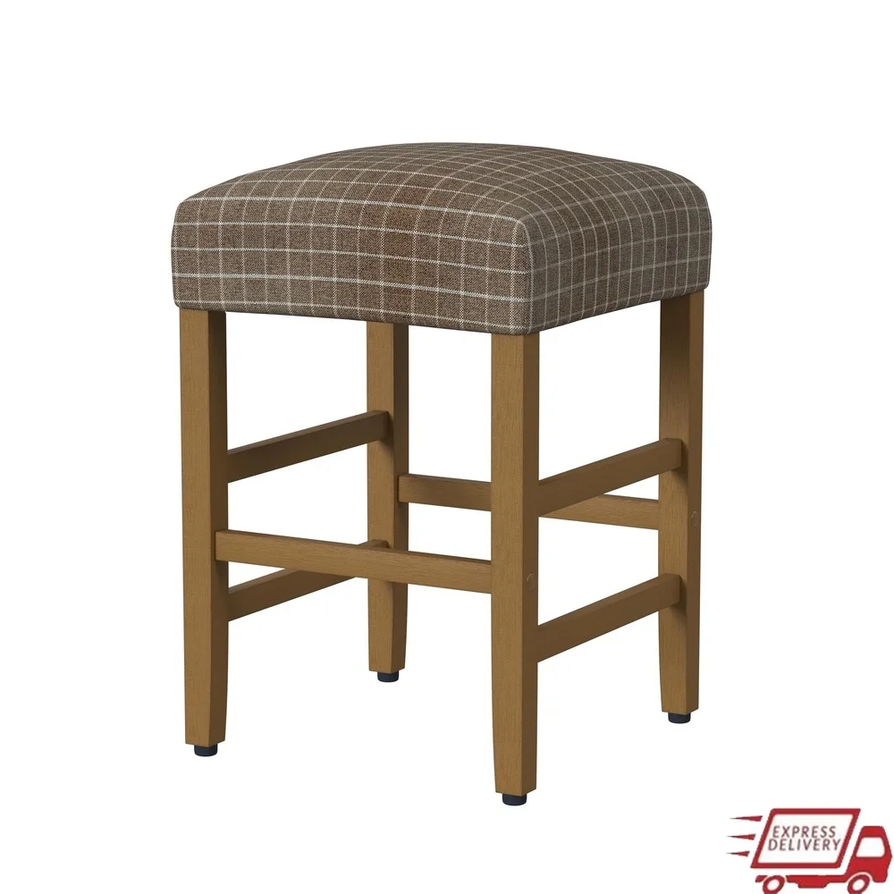 

Backless Upholstered Counter Stool Indoor Square Classic Design Comfortable Cushion Kitchen Dining Room Seating Easy Assembly