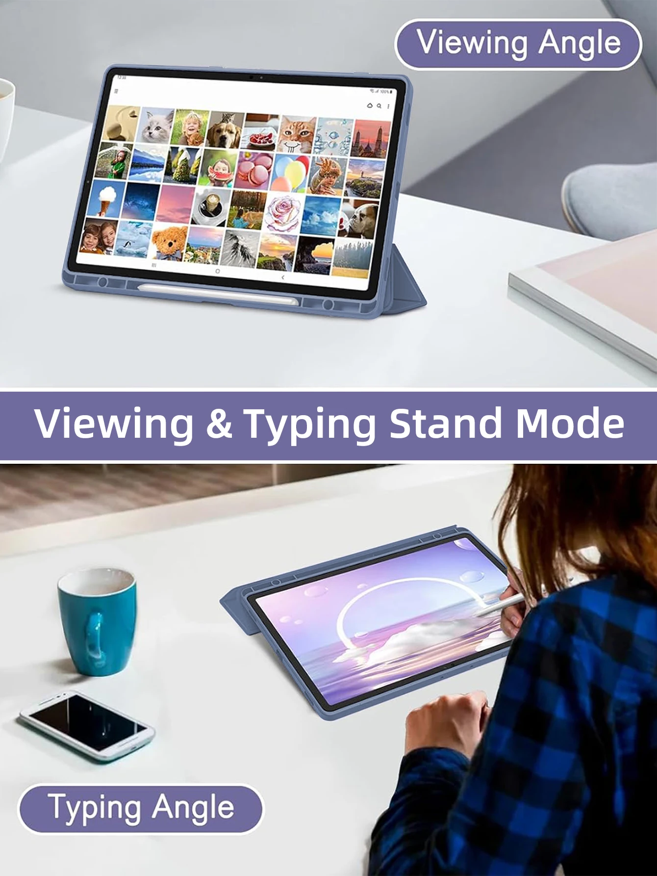 Tablet Case for Samsung Galaxy Tab S7 S8 S9 S6 Lite 10.4 A8 10.5 S7 S8 S9 Plus S7 FE 12.4 Cover With Pencil Holder