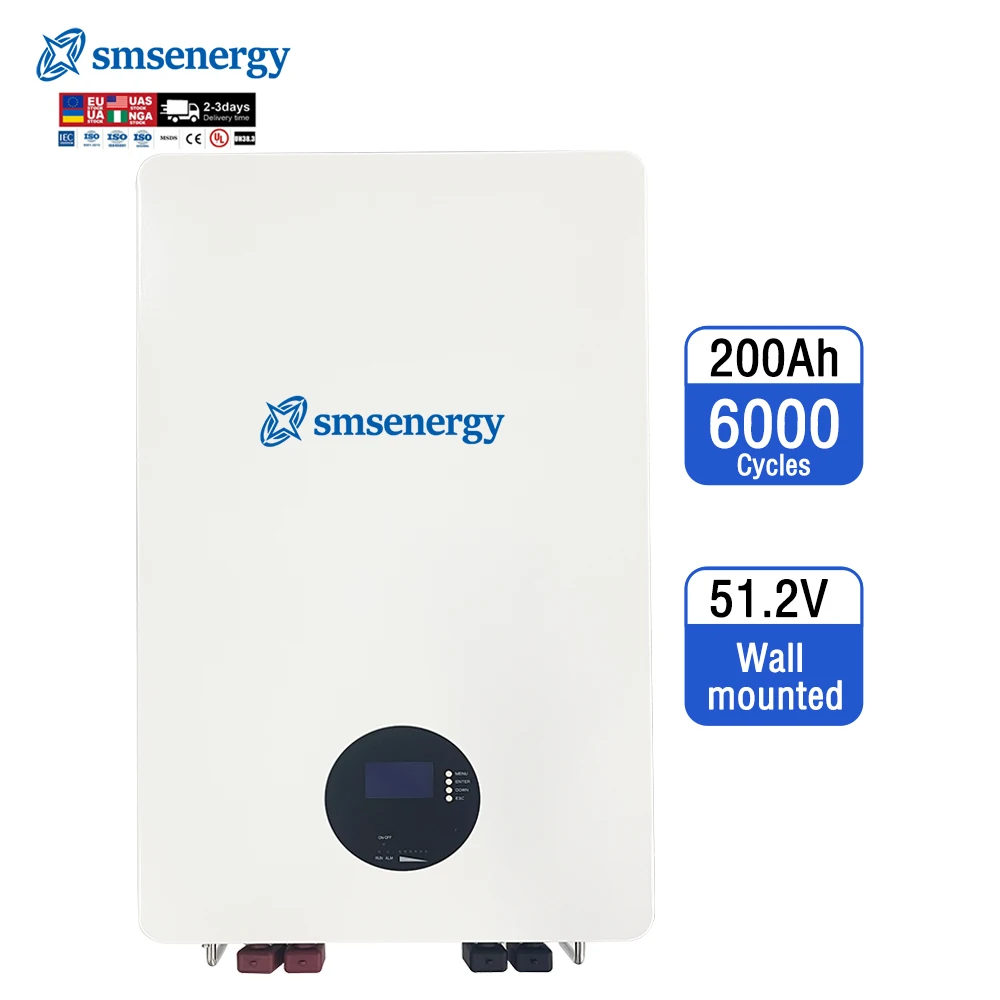 

Аккумулятор LiFePO4 SMS 51.2В 200Ач для домашнего использования, настенный, с функцией ИБП, сертифицированный BMS и MSDS, модульный, 10 кВт·ч, для солнечных систем