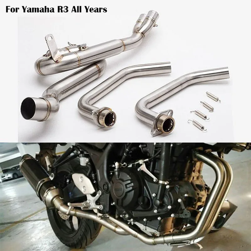 

For Yamaha R3 All Years Exhaust Header Front Connect Link Pipe Slip On Exhaust Muffler Stainless Steel Silver Blue Color