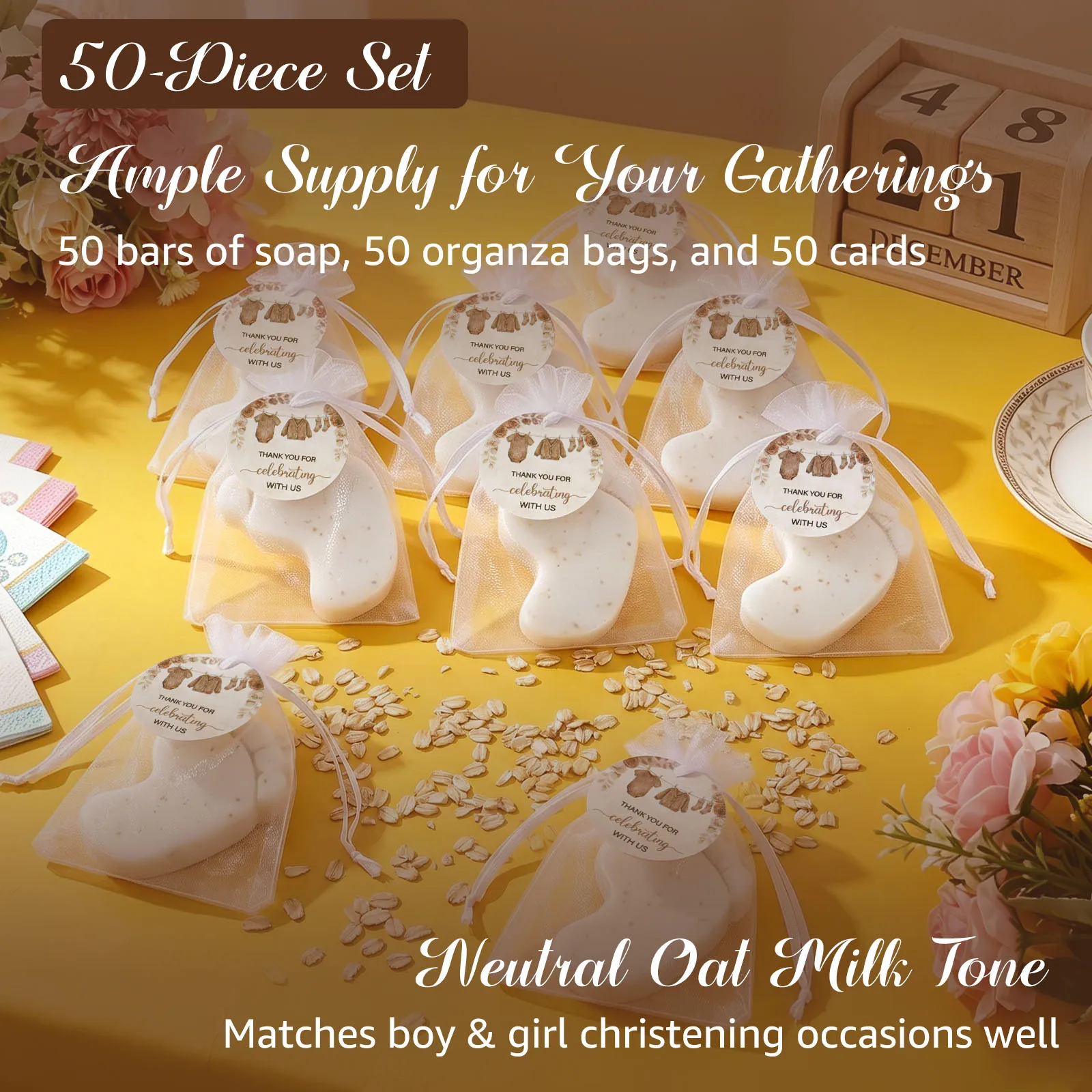 50Set Baby Shower Soap Favors for Guests Boy Girl Mini Handmade Scented Soaps for Gender Reveal Baptism Shower Wedding Party