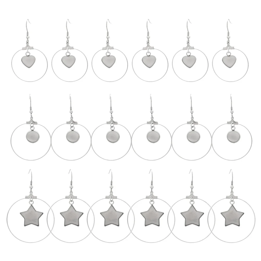 30Pcs Stainless Steel Earring Base Round DIY Jewelry Making Cabochons Cameo Logos Resin Photos Gift for Women Friends Silver