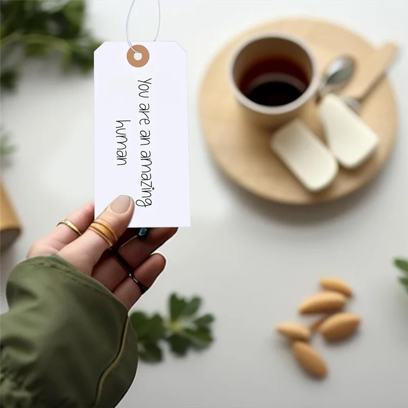 QWE-120 PCS Etichette regalo con cordino elastico, Etichette di spedizione vuote Etichette per sacchetti regalo con marcatura di grandi dimensioni Etichette dei prezzi scrivibili Etichetta dell'inventario