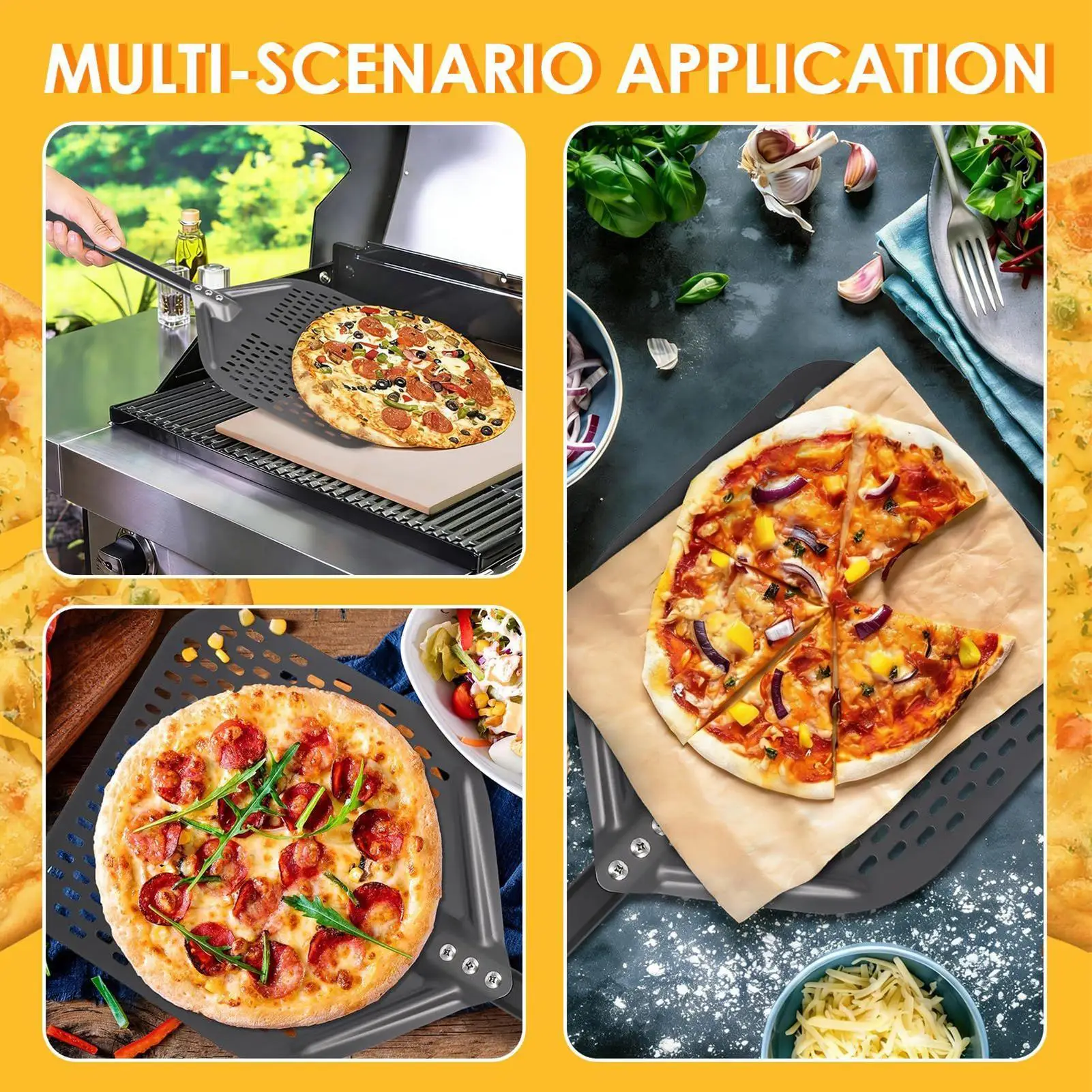 Pizza Spatula Paddle Non Stick Baking Turning Turner Aluminum Metal Pizza Peel For Ovens Cooking Dough Bread Home Outdoor Grill