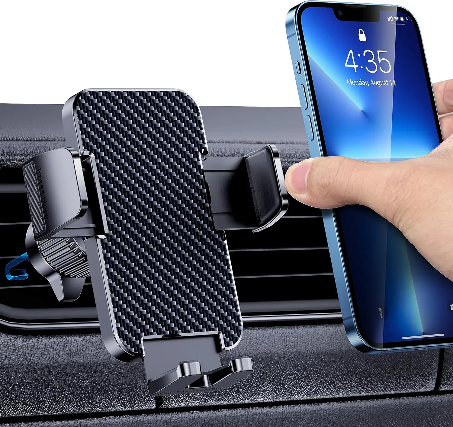 

Universal Car Air Vent Phone Mount Holder with 360° Rotation and Secure Grip for iPhone Android Smartphones